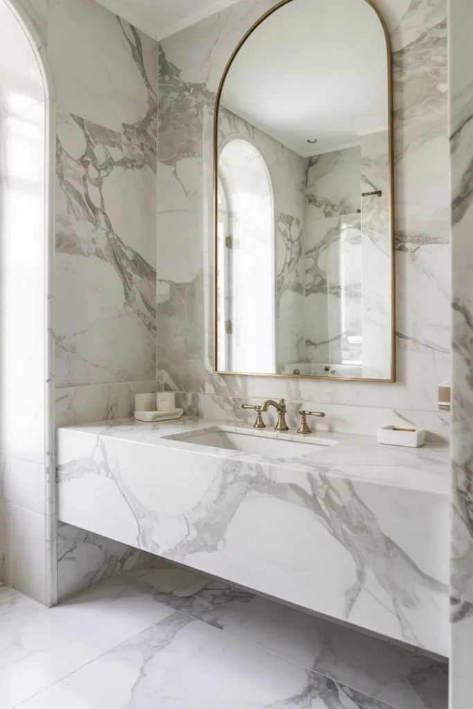 1-Full White Marble Bathroom Remodel