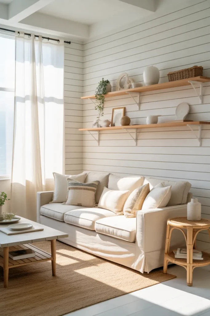 1-White Shiplap Coastal Living Room