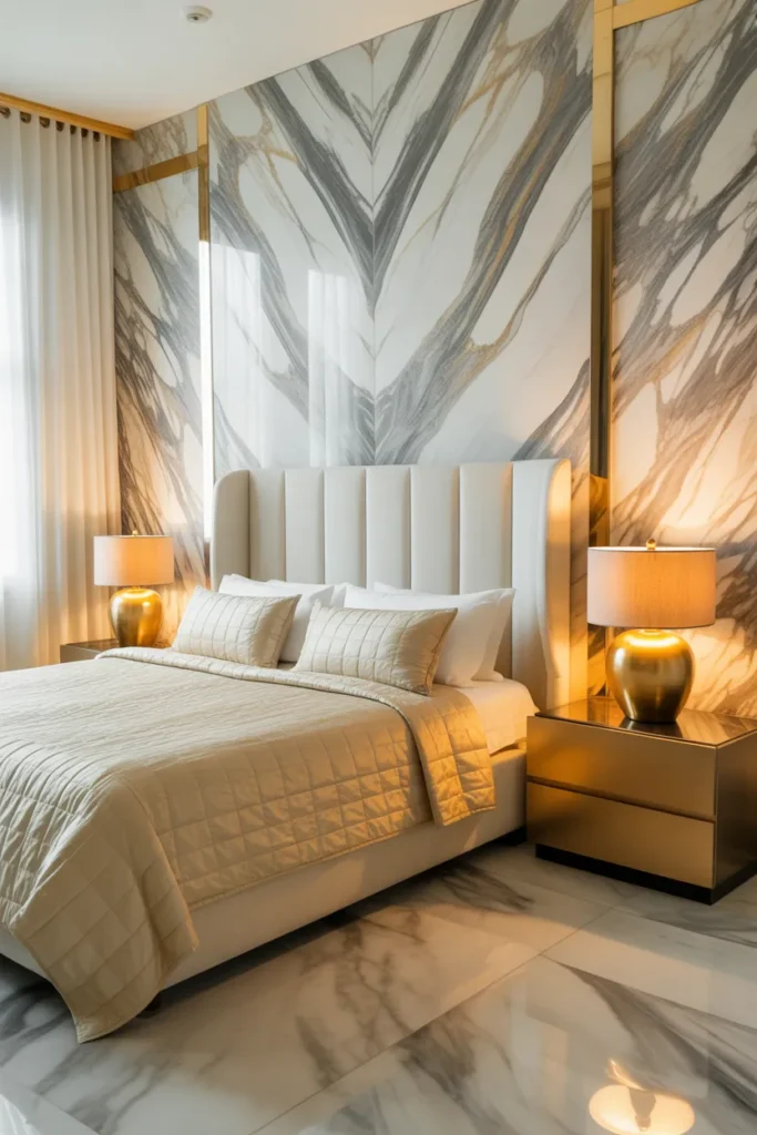 10-Marble and Gold Luxury Bedroom