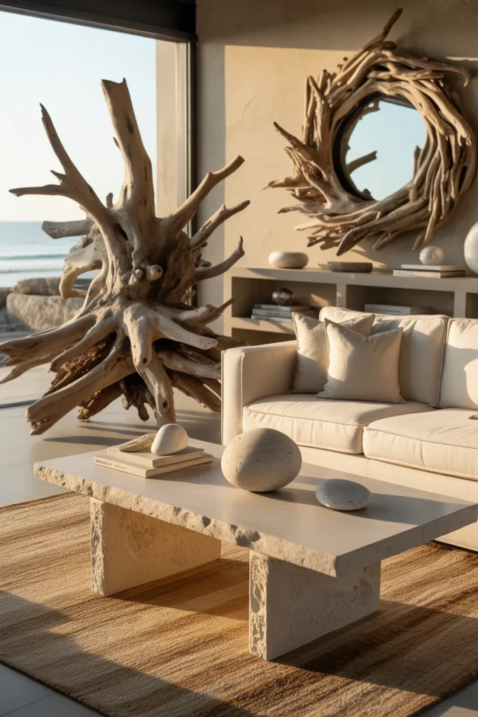 11-Driftwood and Stone Coastal Living Room