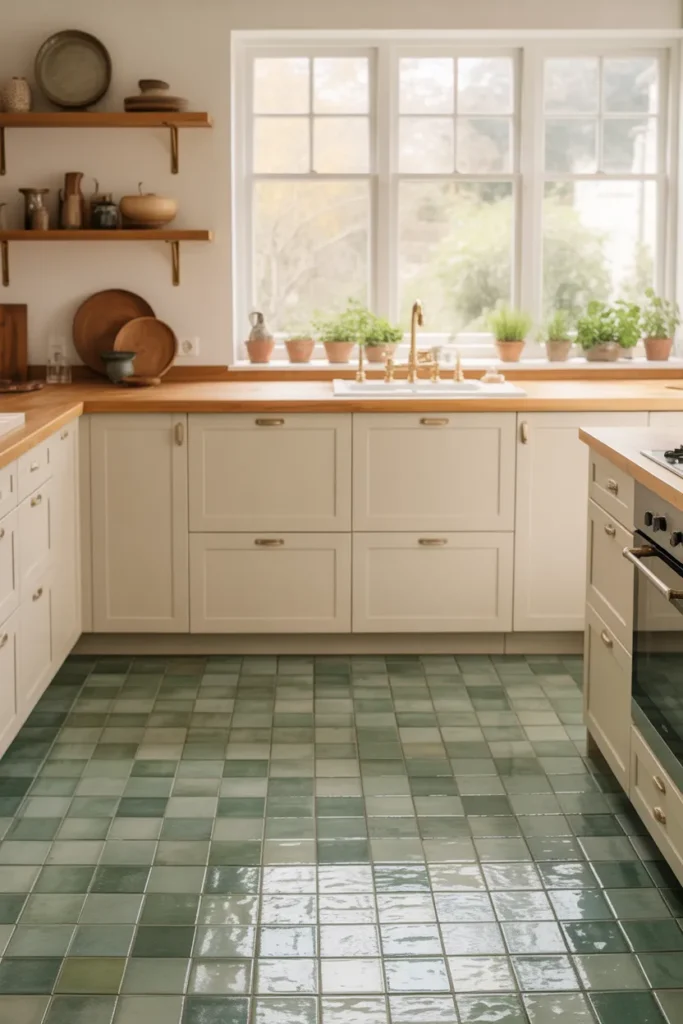 11-Sage Green Kitchen Floor Tiles