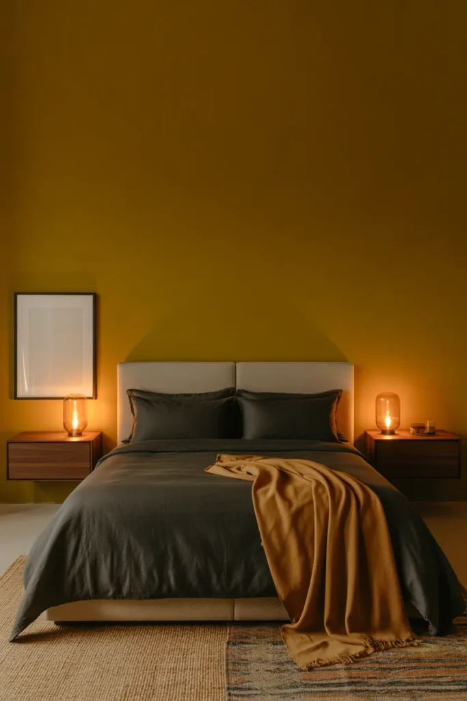 12-Moody Olive Green Bedroom Accent Wall