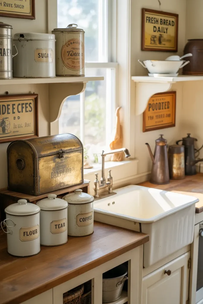 13-Antique Tin and Enamel Kitchen