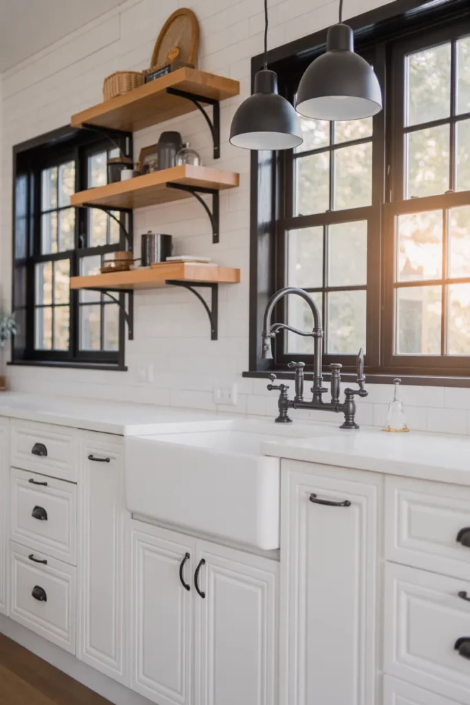 13-Black Accents Farmhouse Kitchen