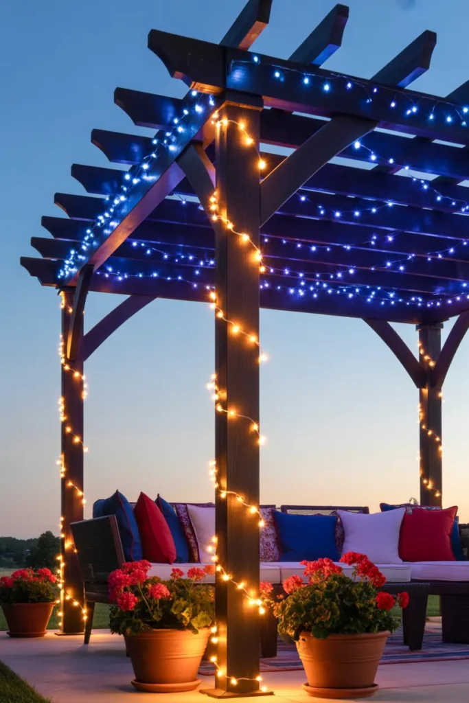13-Blue and White Twinkle Light Pergola