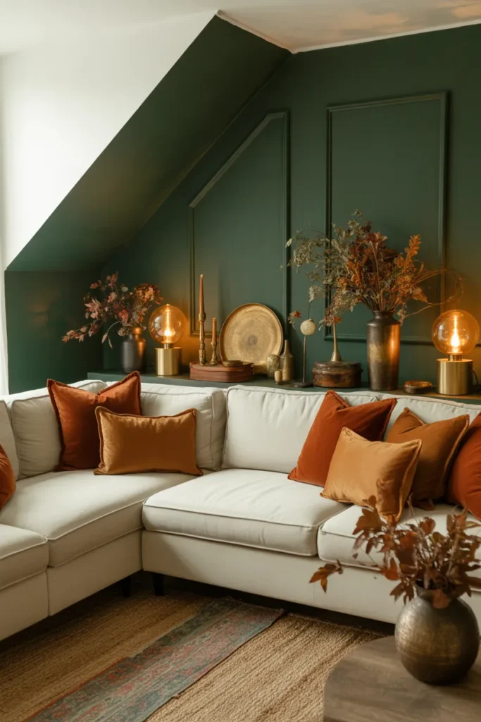 15-Deep Forest Green Fall Living Room