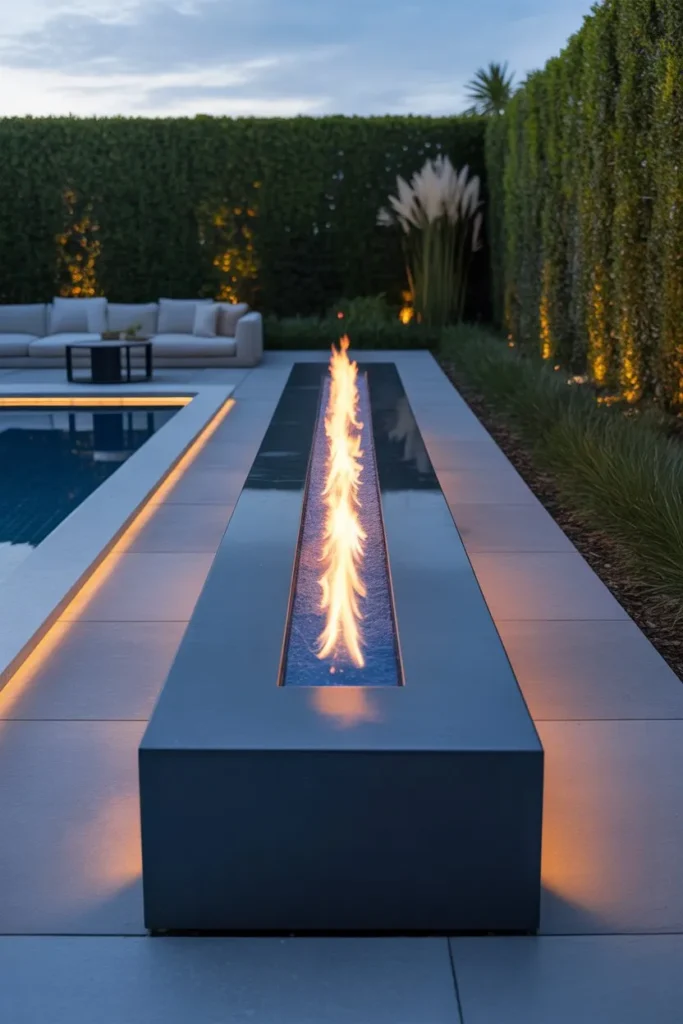 15-Modern Linear Fire Pit Feature