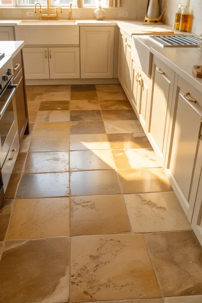 15-Warm Travertine Kitchen Floor Tiles