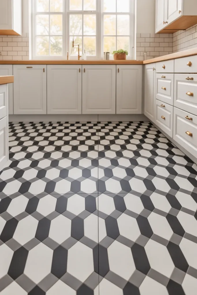 16-Bold Geometric Kitchen Floor Tiles