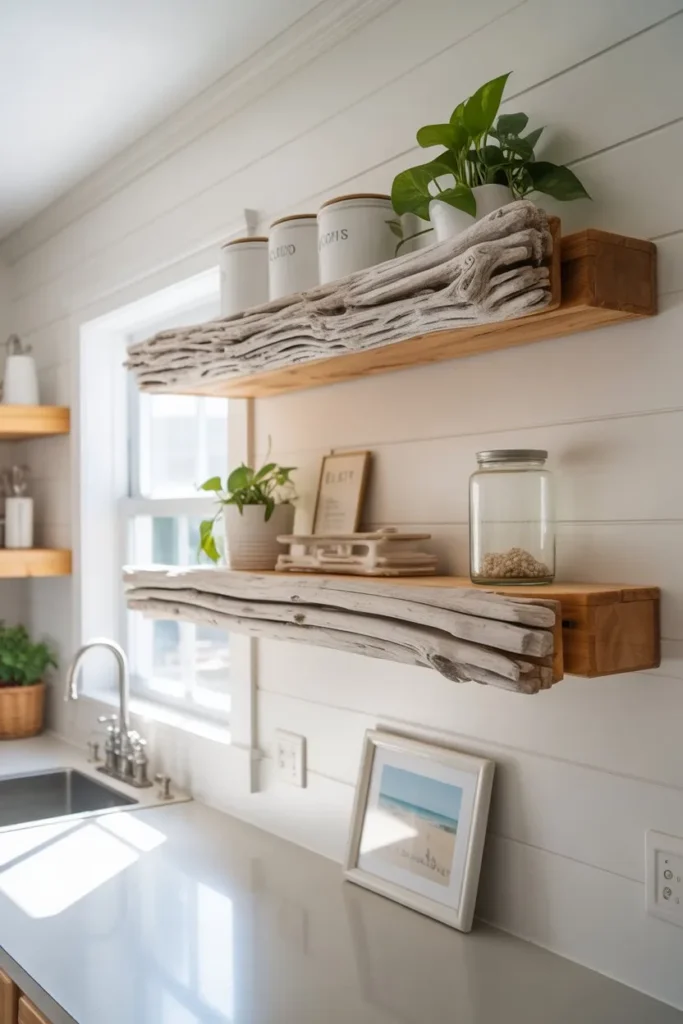 16-Driftwood Floating Shelf Kitchen