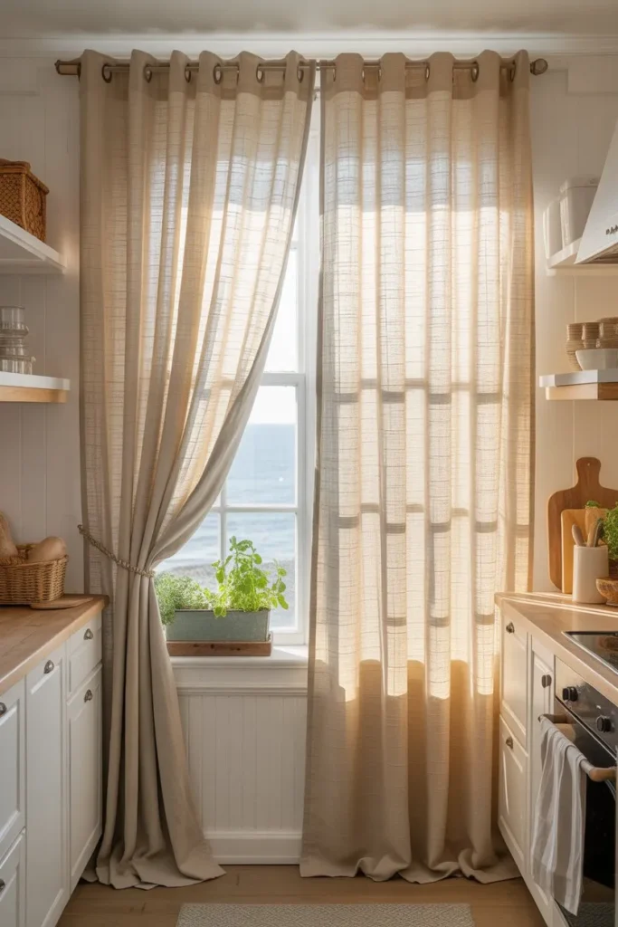 17-Coastal Kitchen with Linen Curtains