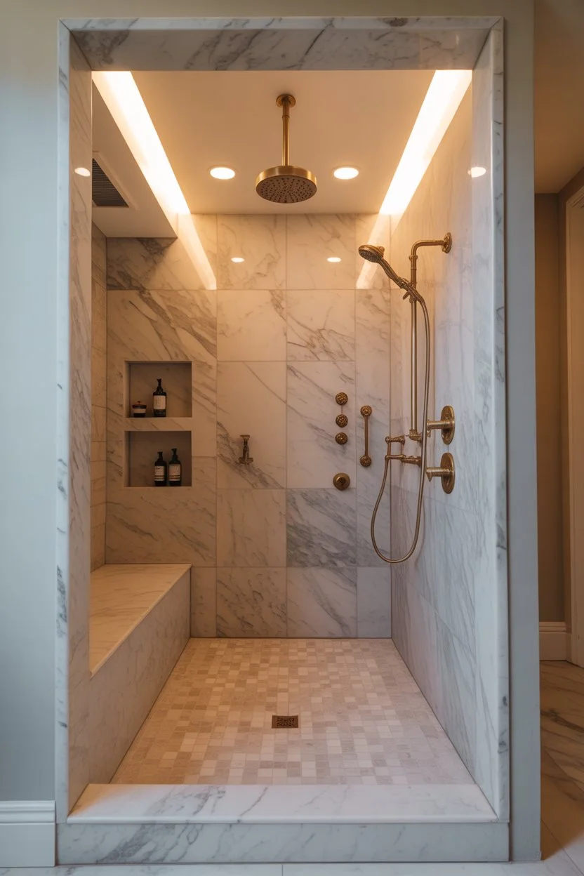 17. Open Concept Shower Bathroom Remodel