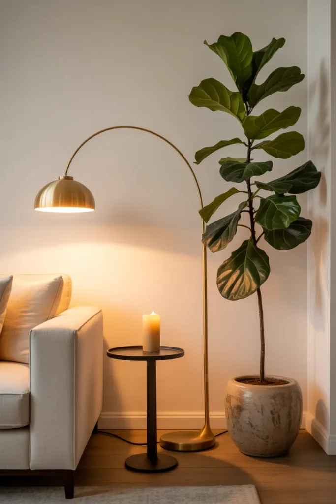 2-Corner Floor Lamp and Plant Vignette