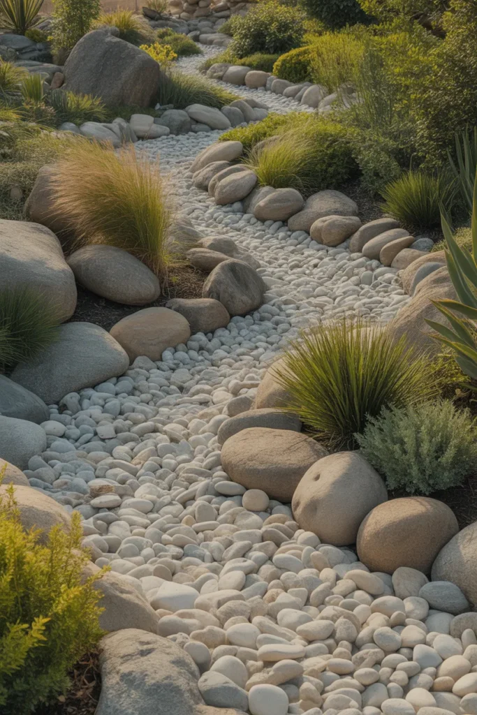 2-Dry River Bed Pebble Landscape