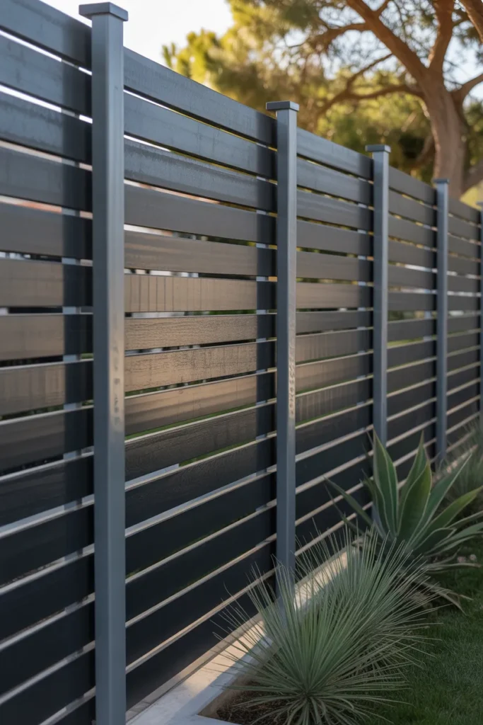 2-Modern Horizontal Slat Privacy Fence