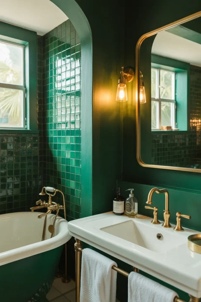 3-Emerald Green Bathroom Accent Wall
