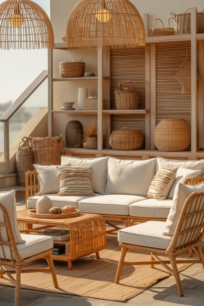 3-Rattan and Linen Coastal Living Room
