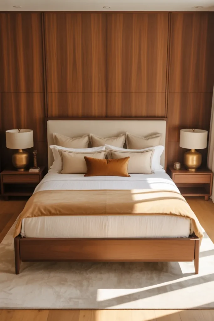 3-Warm Walnut and Cream Luxury Bedroom
