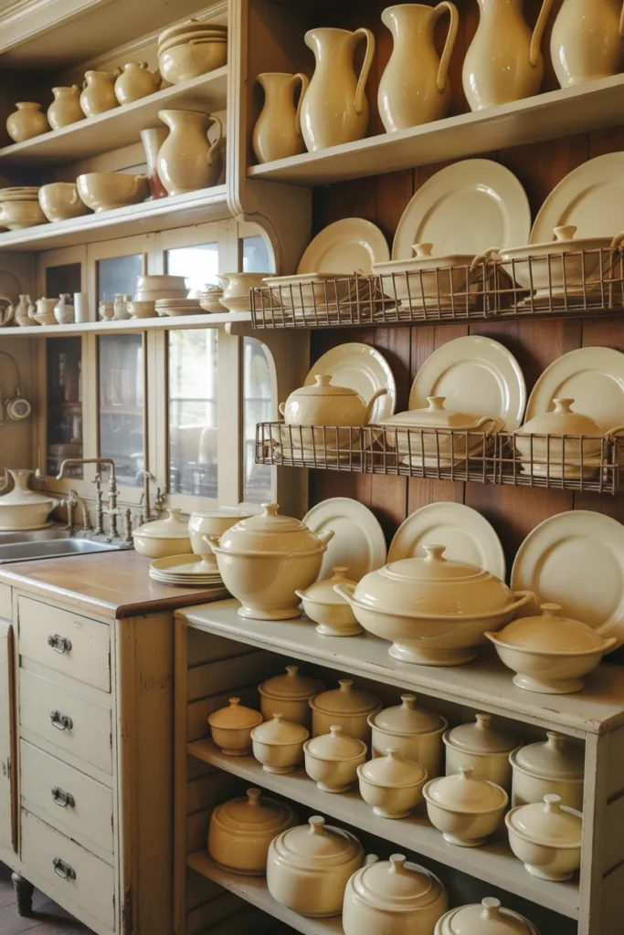 4-Antique Creamware Kitchen Display