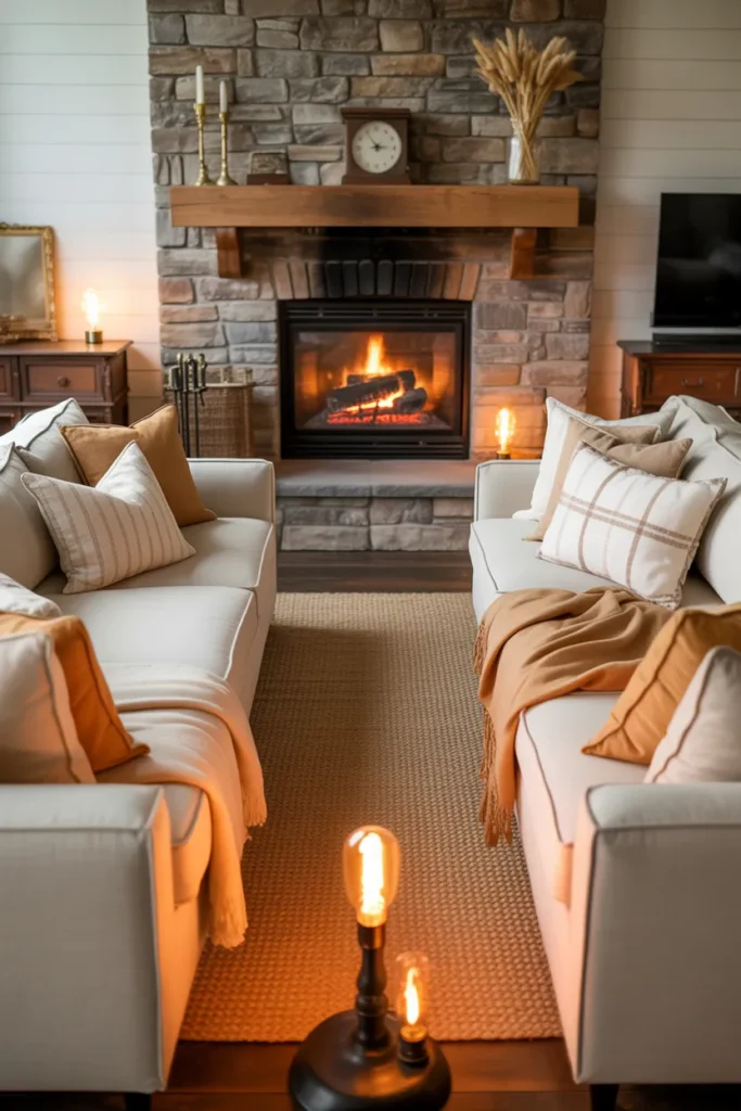 4-Cozy Farmhouse Living Room with Fireplace