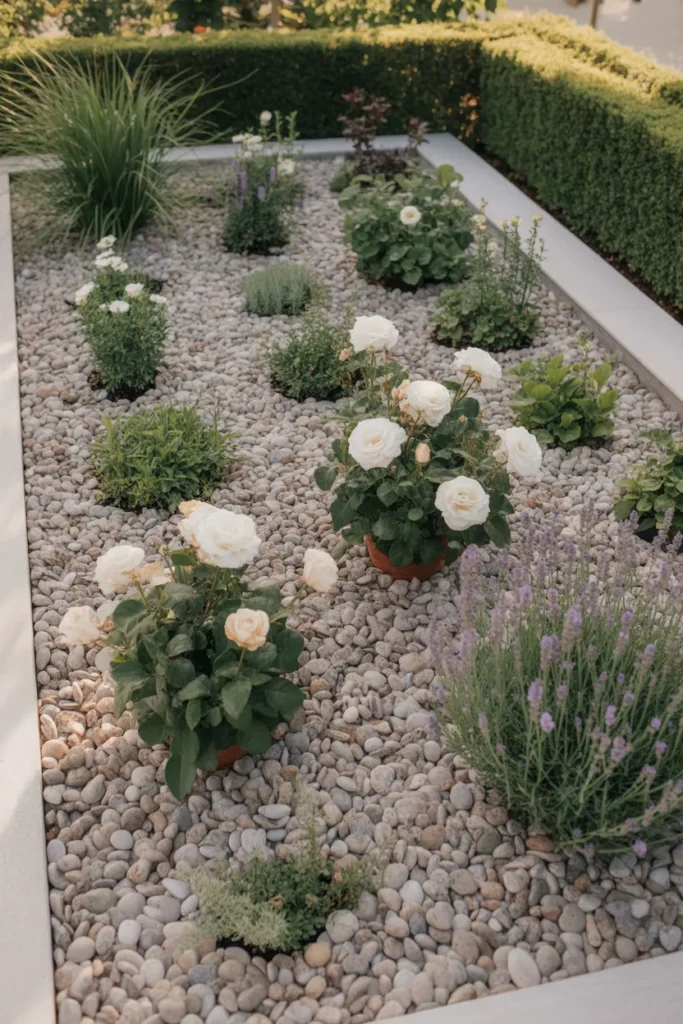 4-Pebble Stone Mulch Flower Bed