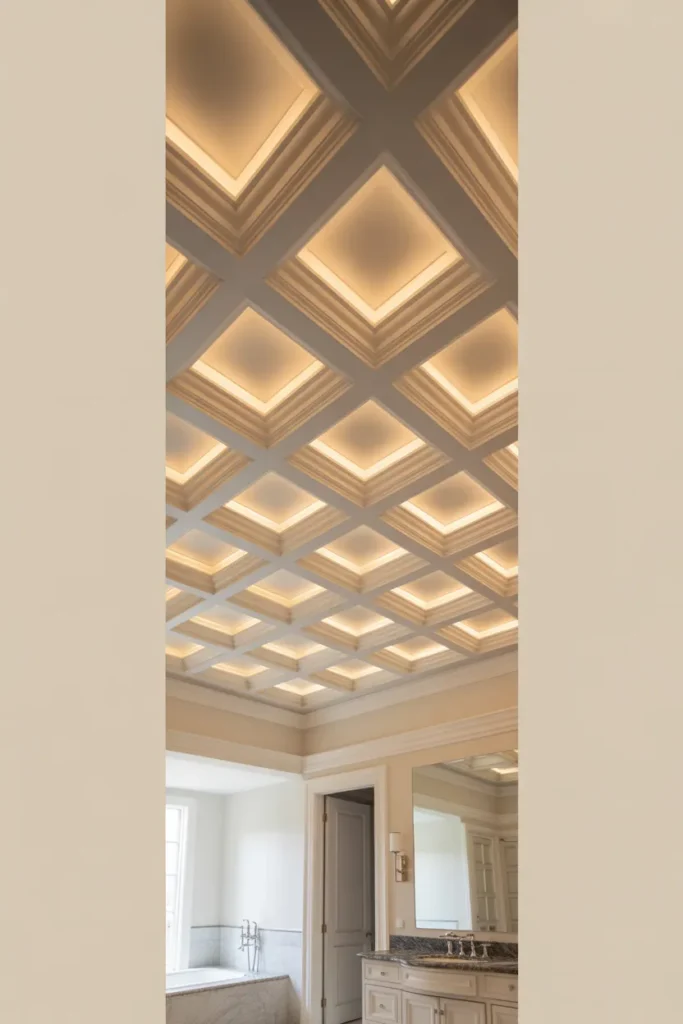 4-Wallpapered Bathroom Ceiling
