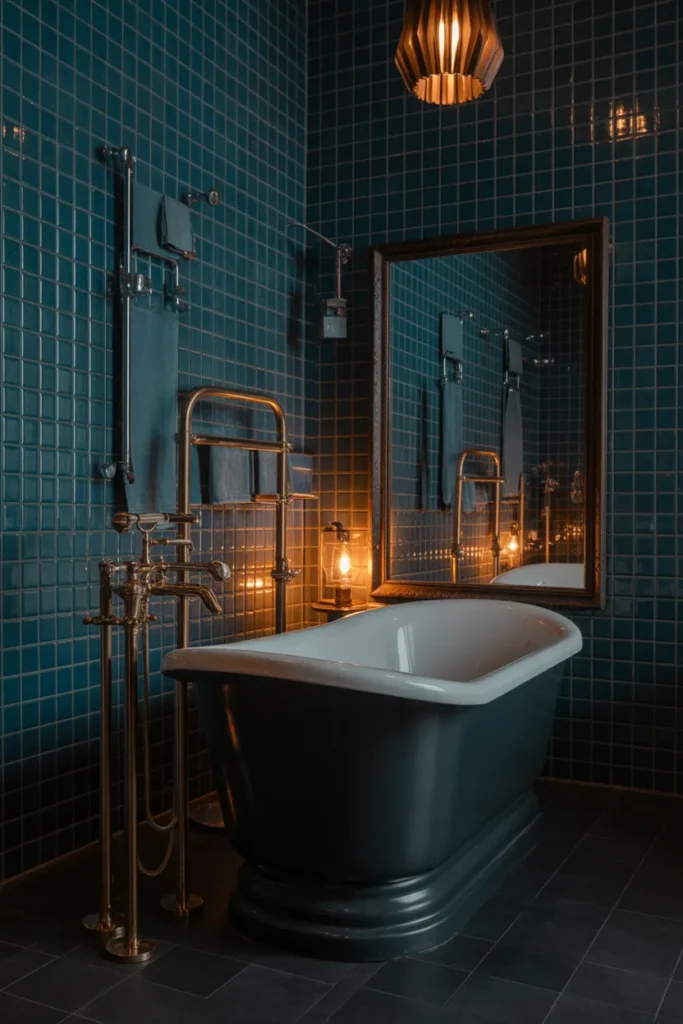 5-Dark Moody Blue Bathroom