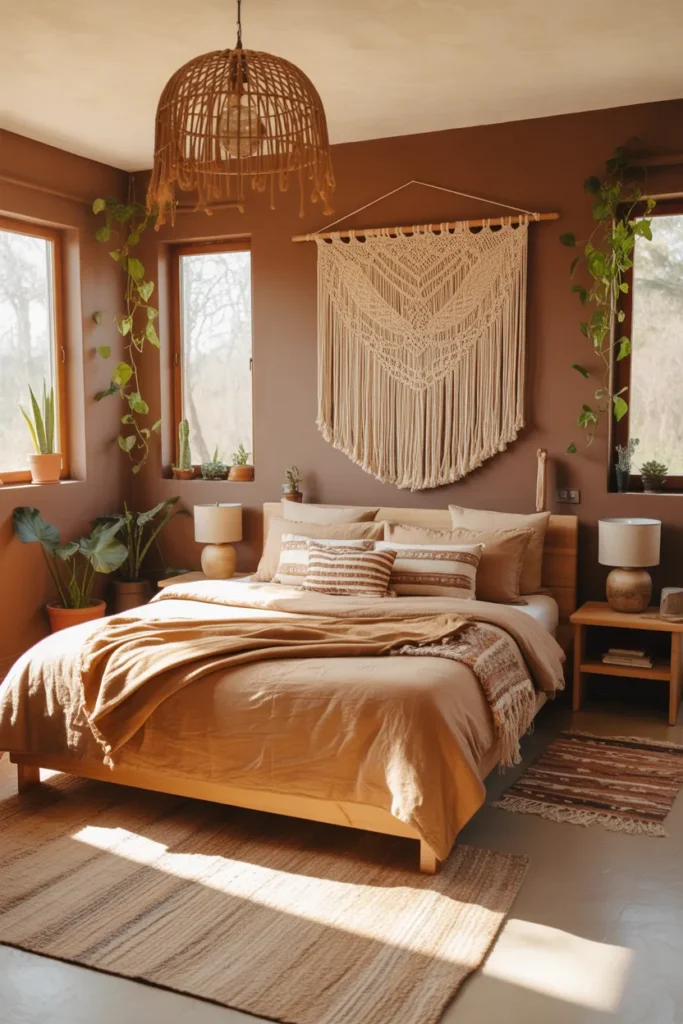 5-Earthy Brown Boho Bedroom