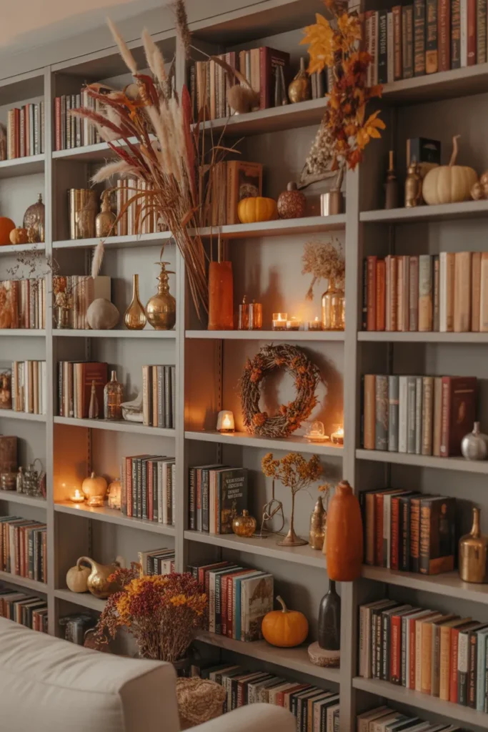 5-Maximalist Fall Bookshelf Styling