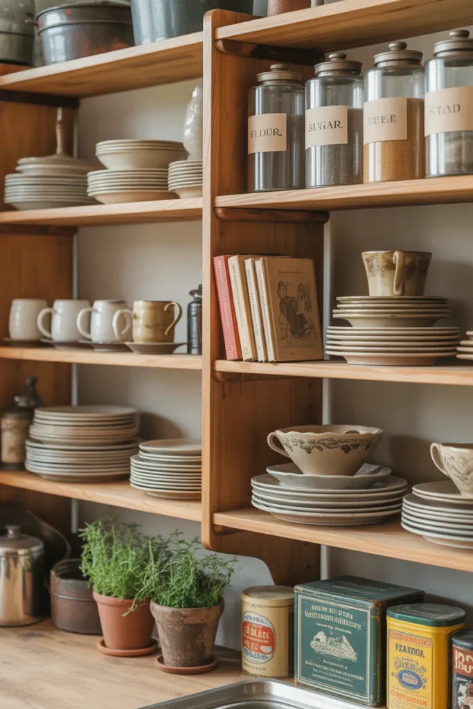 5-Vintage Open Shelf Kitchen