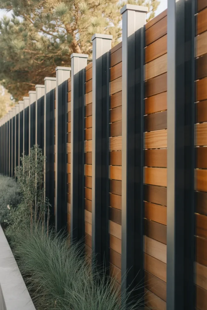 6-Metal and Wood Privacy Fence