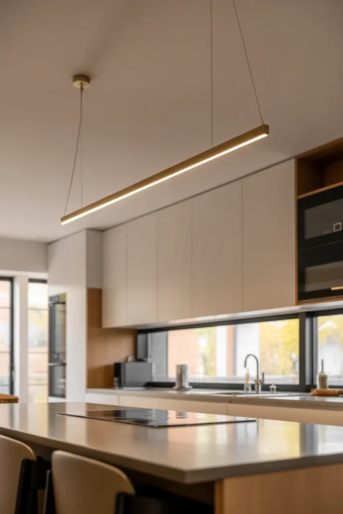 7-Minimalist Linear Pendant Kitchen