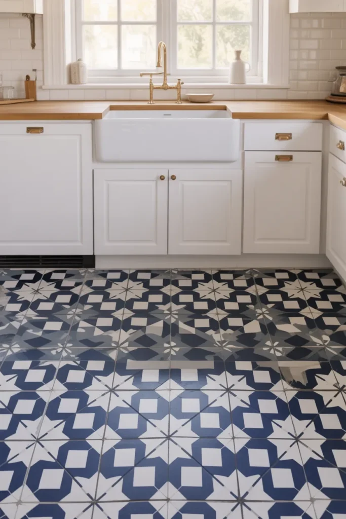 8-Navy and White Pattern Kitchen Tiles