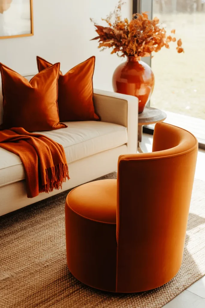 9-Burnt Orange Accent Living Room