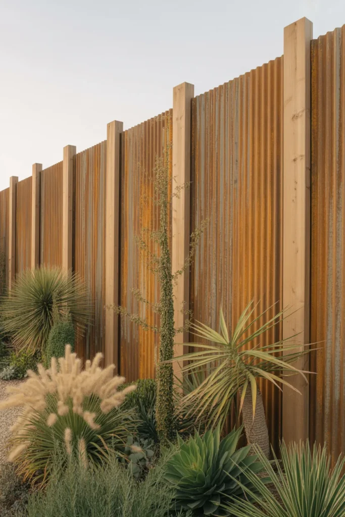 9-Corrugated Metal Privacy Fence
