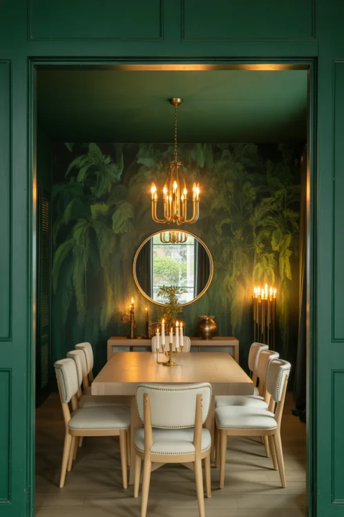 9-Dark Green Dining Room Accent Wall