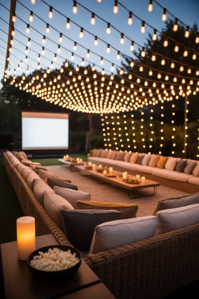 9-String Light Canopy Movie Night