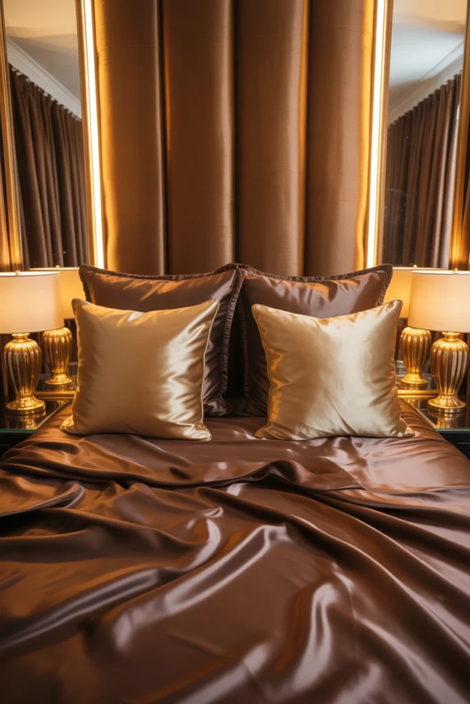 luxury brown & gold bedroom