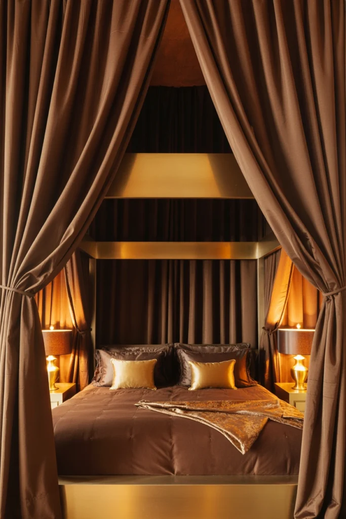 luxury brown & gold bedroom