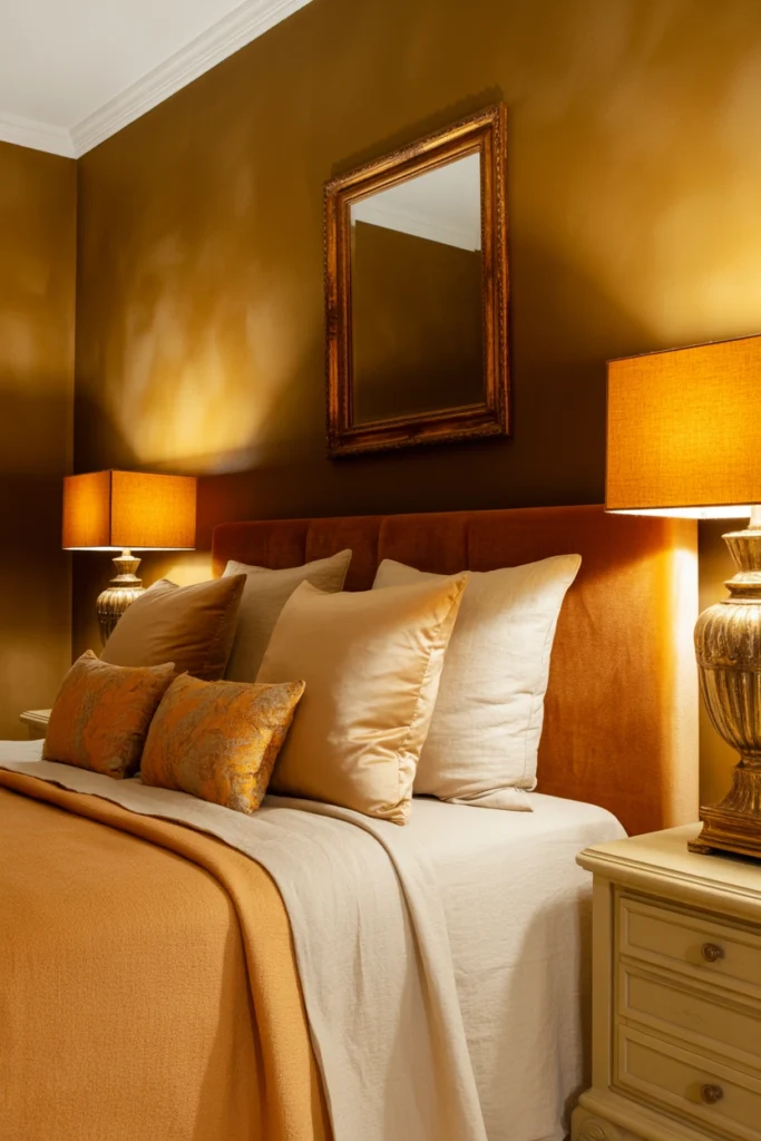 luxury brown & gold bedroom