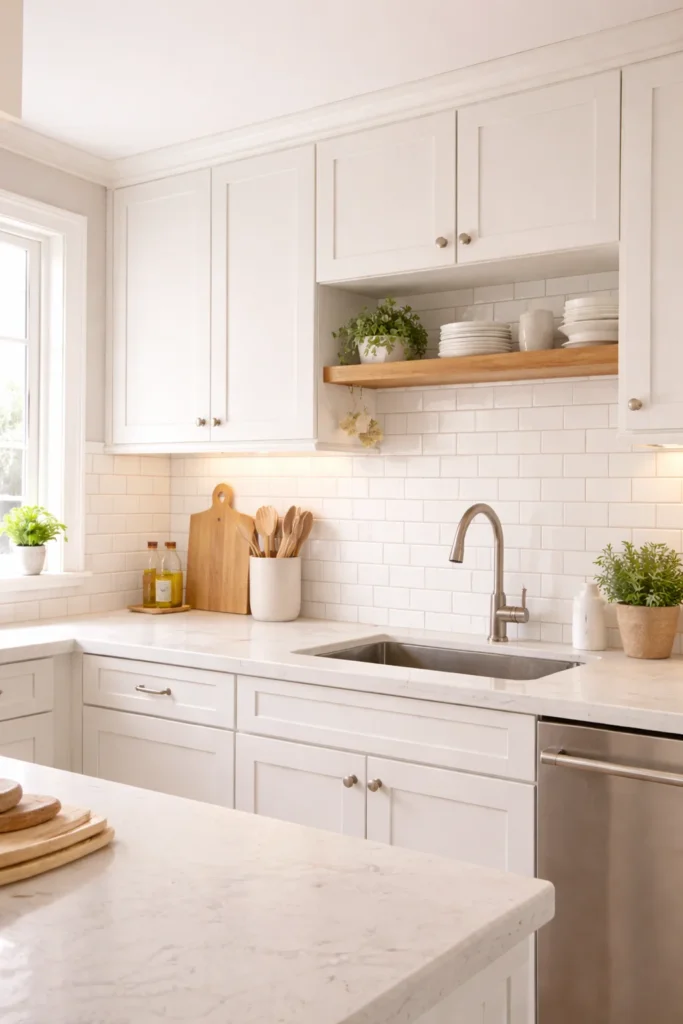 Classic White Subway Tile Backsplash