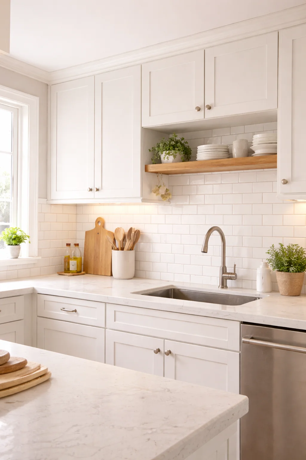 Classic White Subway Tile Backsplash
