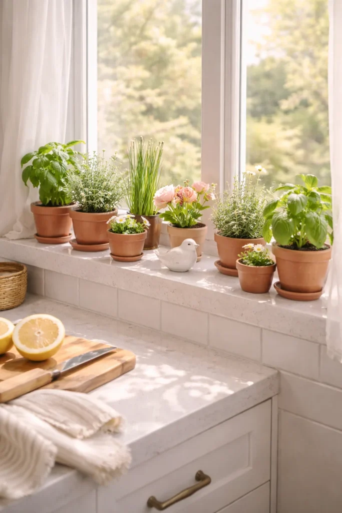 Cottage Kitchen Window Sill Garden