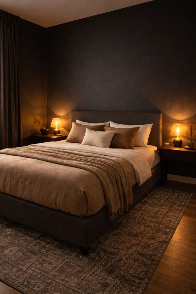 Cozy Dark Small Bedroom