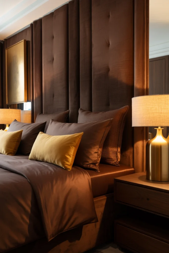 luxury brown & gold bedroom