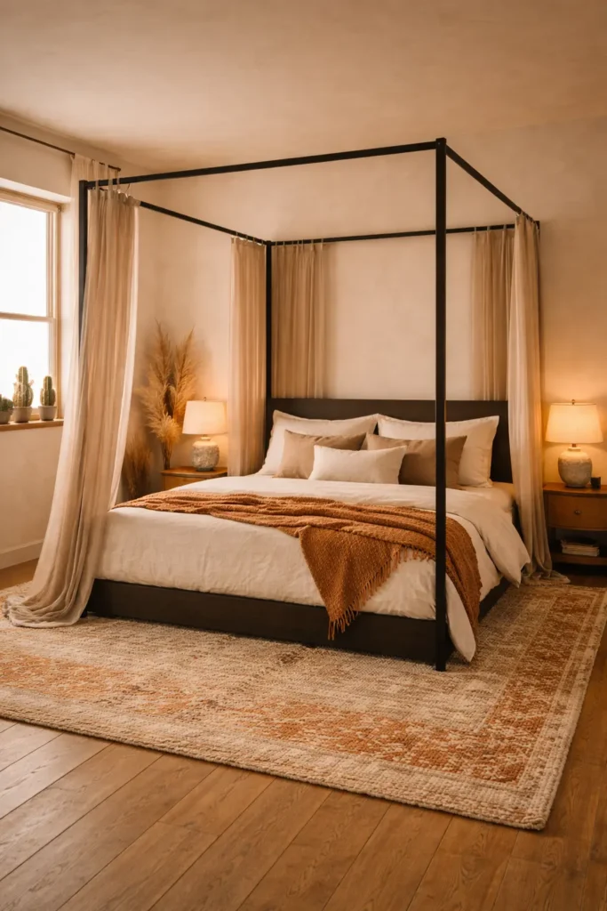 Desert-Toned Canopy Bed
