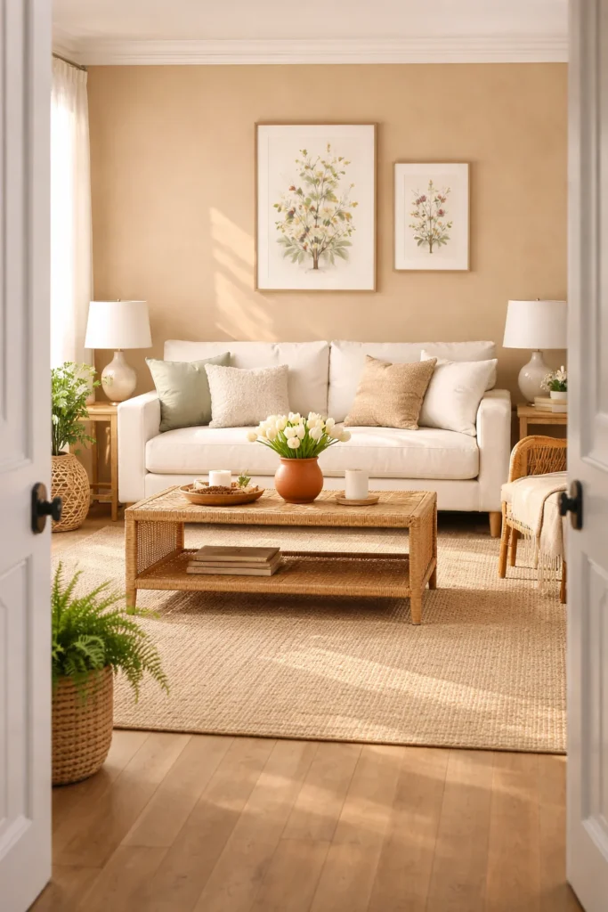 Earthy Spring Neutral Living Room