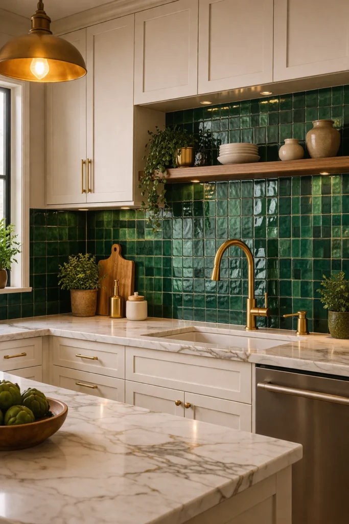 Emerald Green Zellige Backsplash