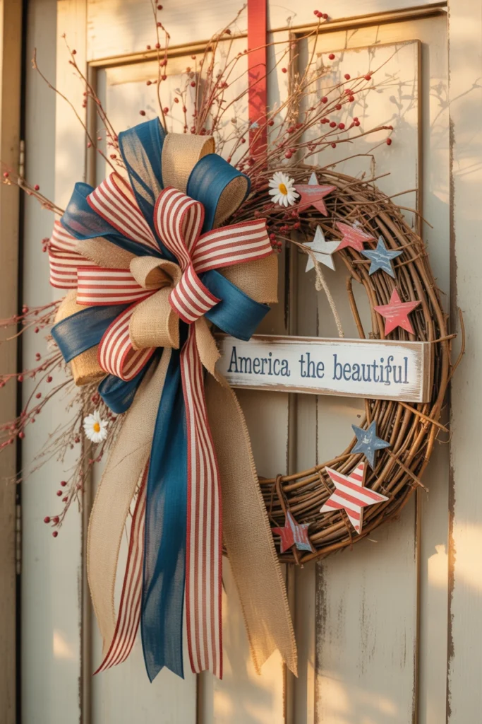 patriotic star and stripe bow