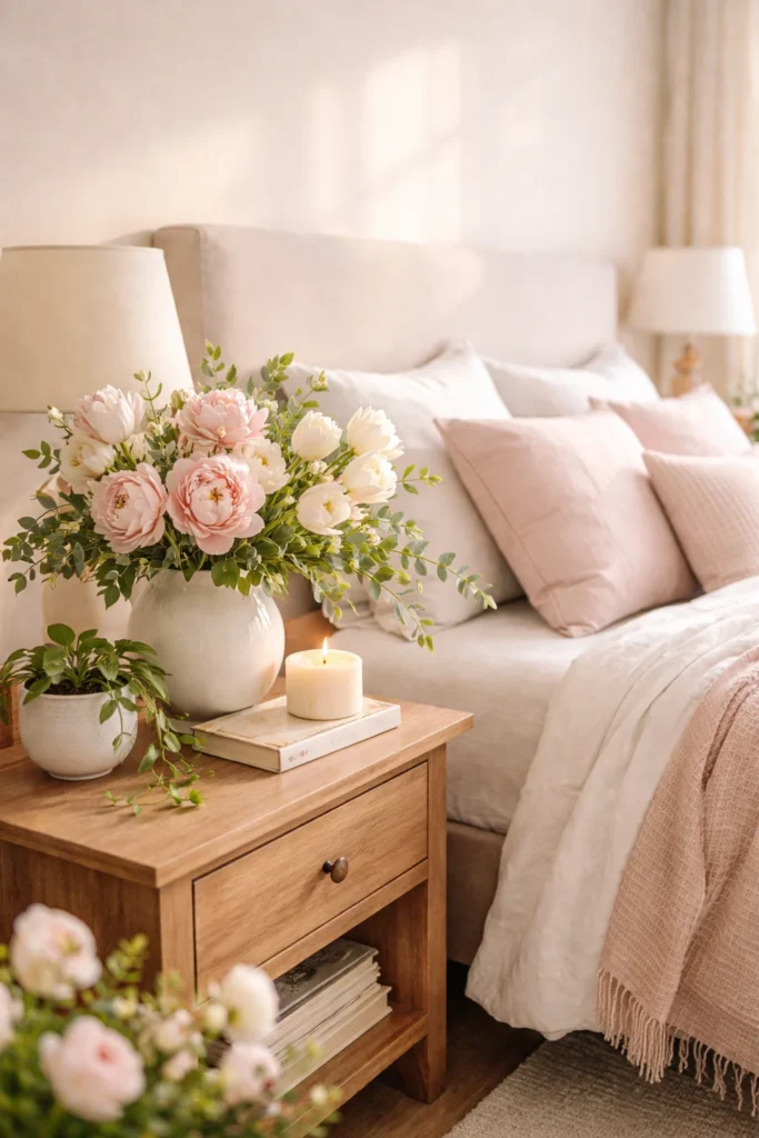 Fresh Floral Bedside Vignette